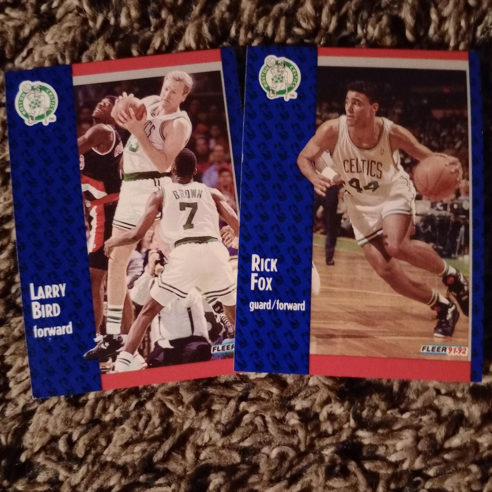 Fleer 1992 Celtics Basketball Cards - Larry Bird & Rick Fox